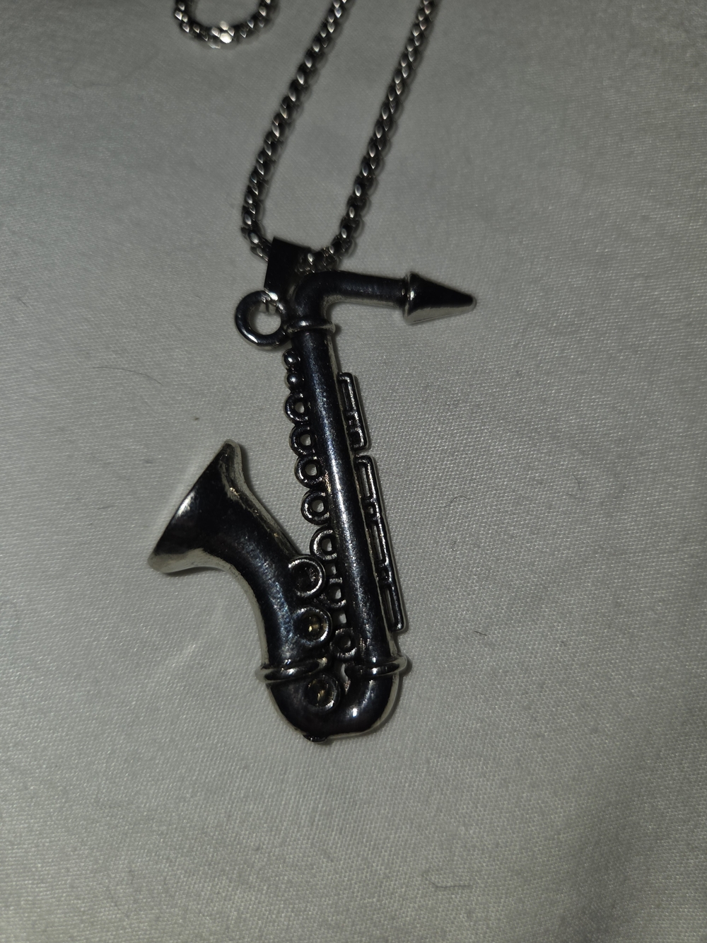 Source Unknown Silver-tone Saxophone Pendant Necklace